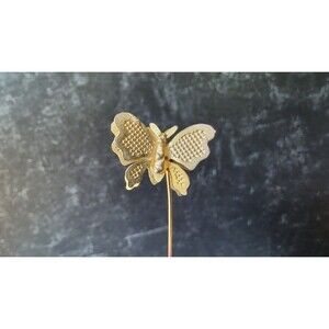Butterfly Gold Tone Metal Stick Pin Vintage READ Description